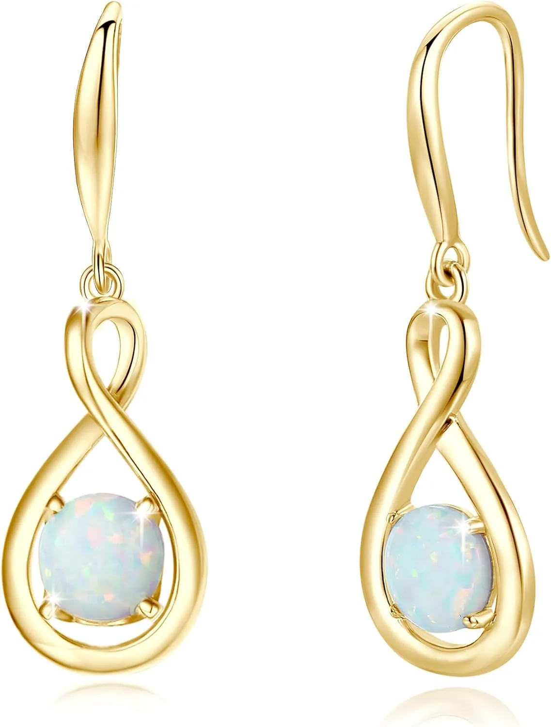 FANCIME Dangle Drop Earrings 925 Sterling Silver Dainty Infinity Round Gemstone Birthstone Jewelry Birthday Gifts for Her Women