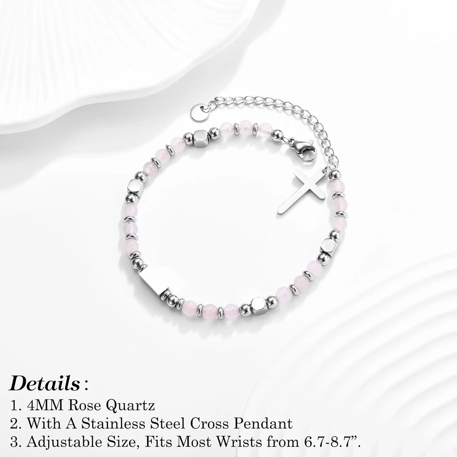 First Communion Baptism Confirmation Easter Basket Stuffers Gifts for Teenage Girls -Cross Beaded Bracelet for Girls Daughter Granddaughter Niece Sister with Baptism First Communion Confirmation Card