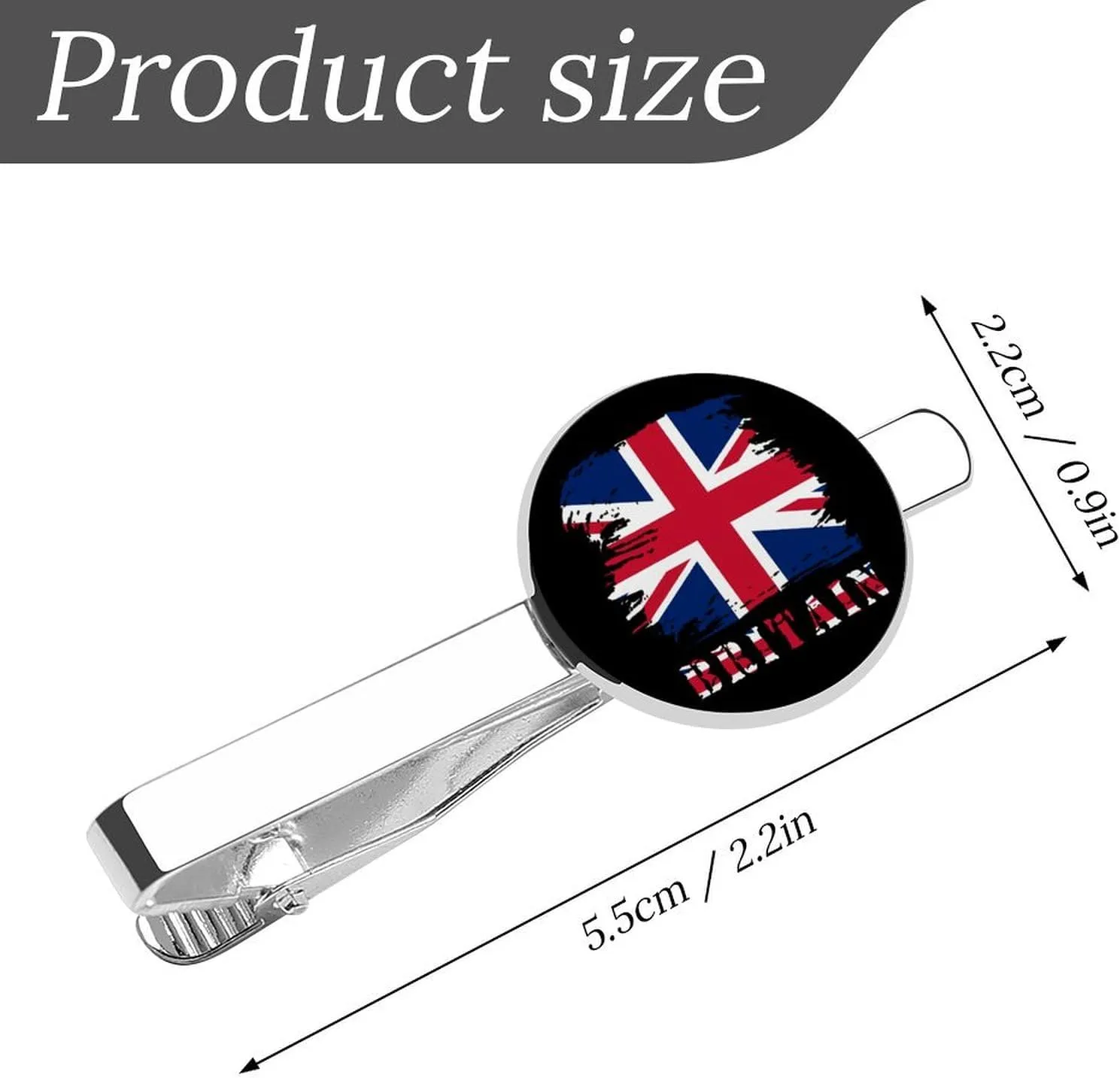 Flag Theme Tie Clip for Men,Round Tie Bar Clips And Cufflinks Set for Luxury Clothing Accessories 2 Pcs&-1&-6