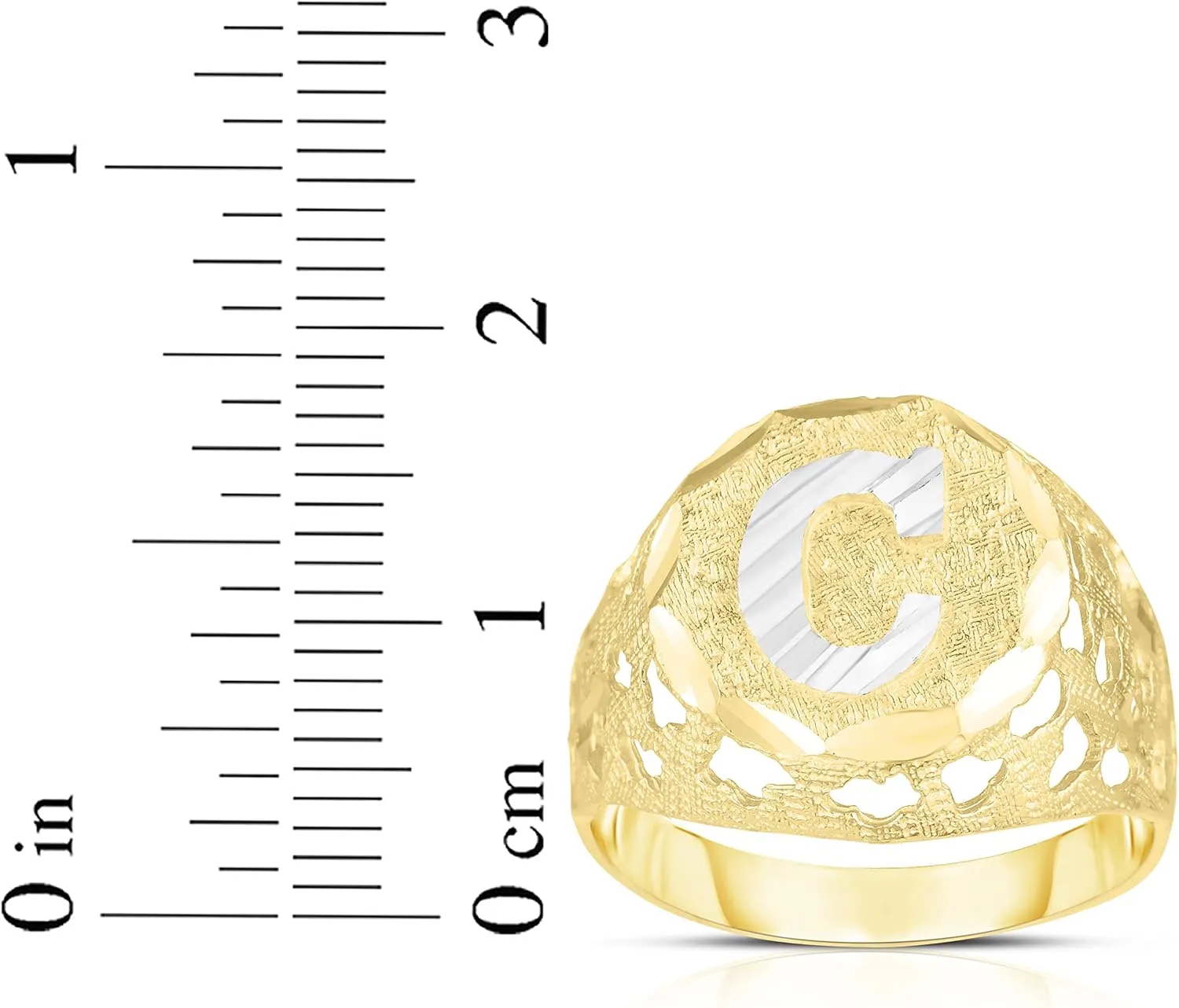 Floreo Men's 10k Two-Tone Gold Round A-Z Initial Ring