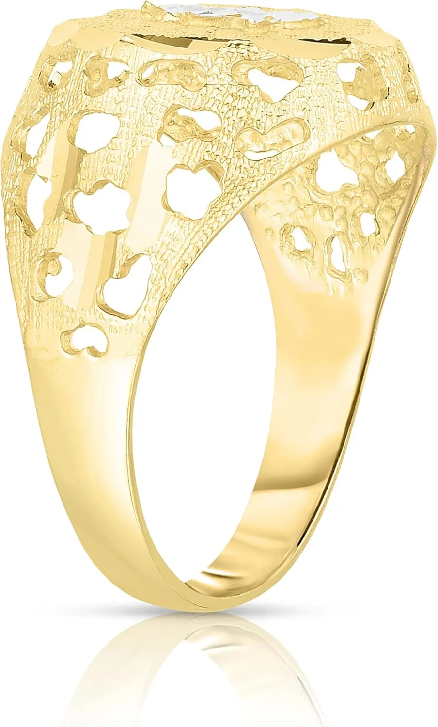 Floreo Men's 10k Two-Tone Gold Round A-Z Initial Ring