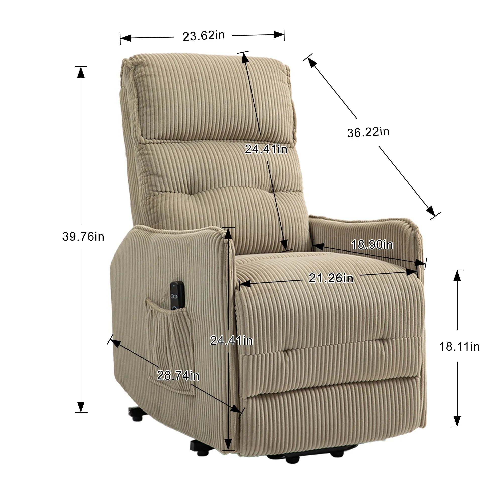 Fraser Electric Recliner Chair - Camel