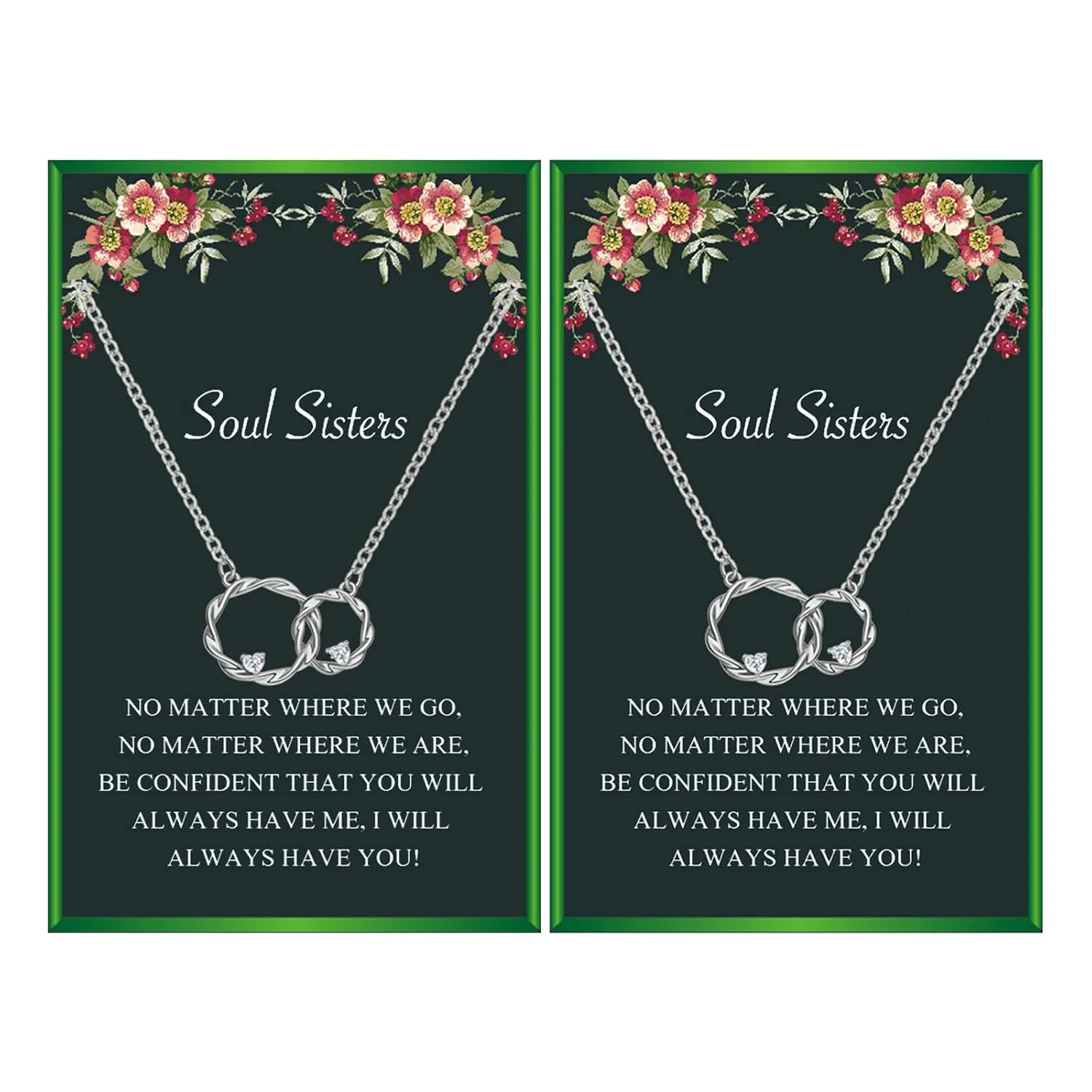 Friendship Necklace Best Friend Gifts for Women Interlocking Circle Pendant BFF Necklace for 2 Best Friend Birthday Gifts for Women