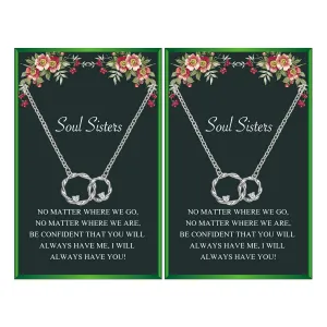 Friendship Necklace Best Friend Gifts for Women Interlocking Circle Pendant BFF Necklace for 2 Best Friend Birthday Gifts for Women