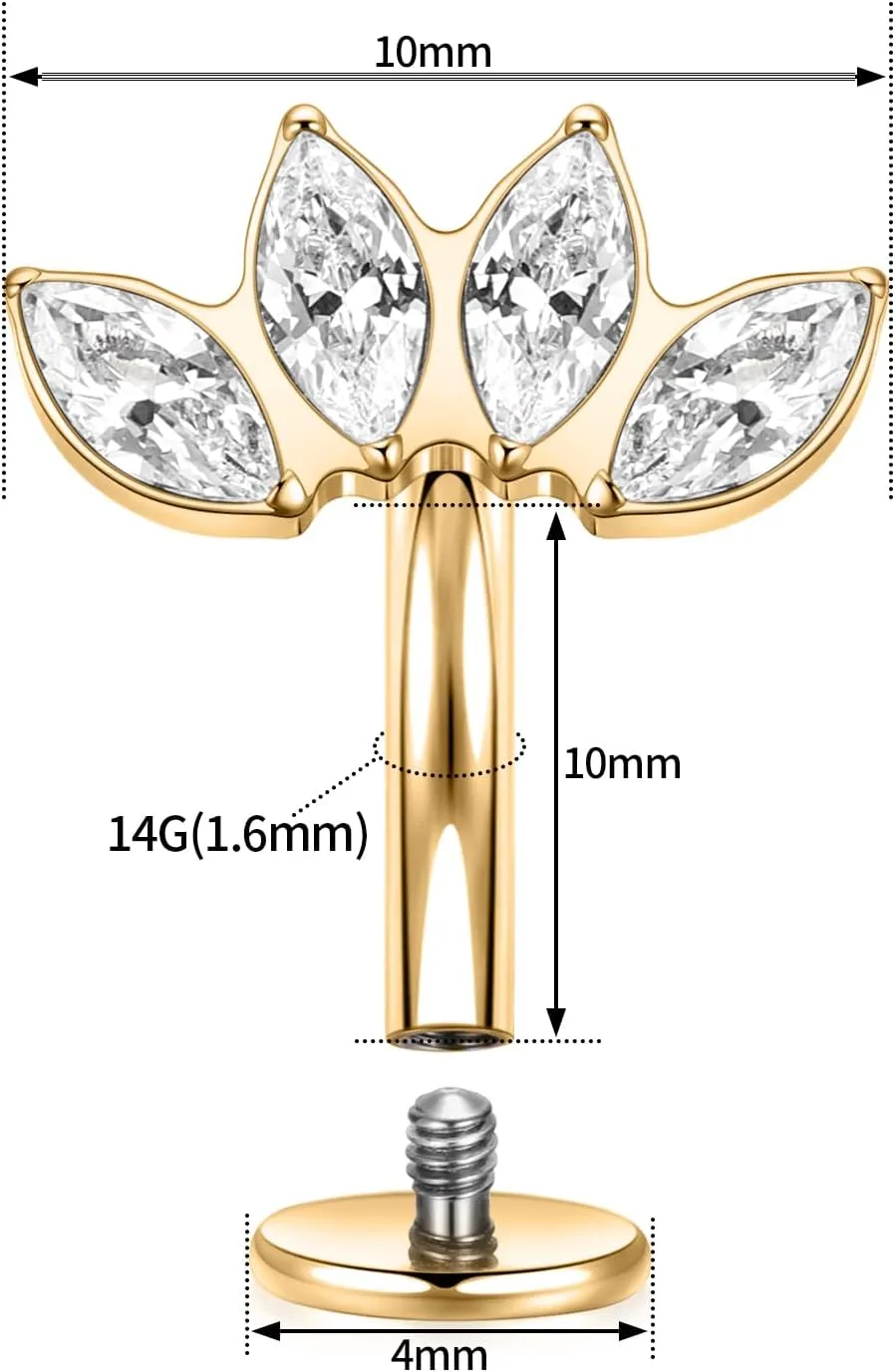 FUNLMO G23 Titanium Belly Button Ring Floating Navel Piercing Jewelry 14G Belly Piercing Jewelry Internally Threaded Curved Navel Barbell 8/10/12/14mm