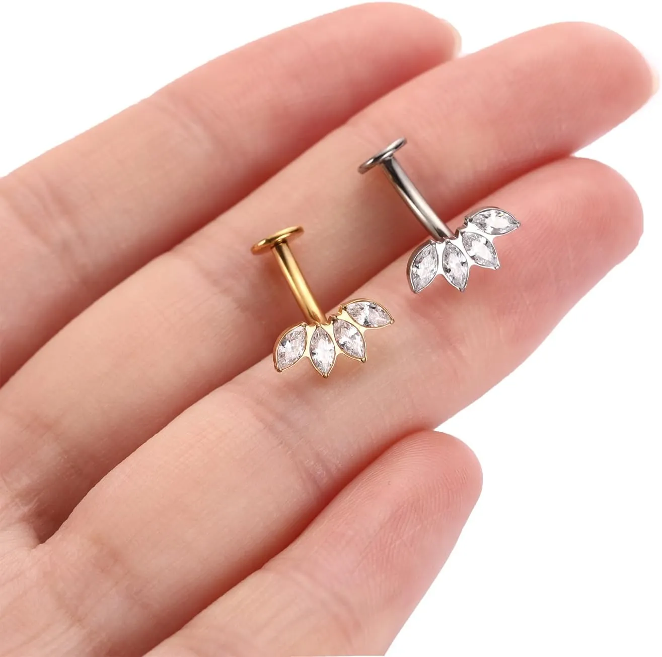 FUNLMO G23 Titanium Belly Button Ring Floating Navel Piercing Jewelry 14G Belly Piercing Jewelry Internally Threaded Curved Navel Barbell 8/10/12/14mm