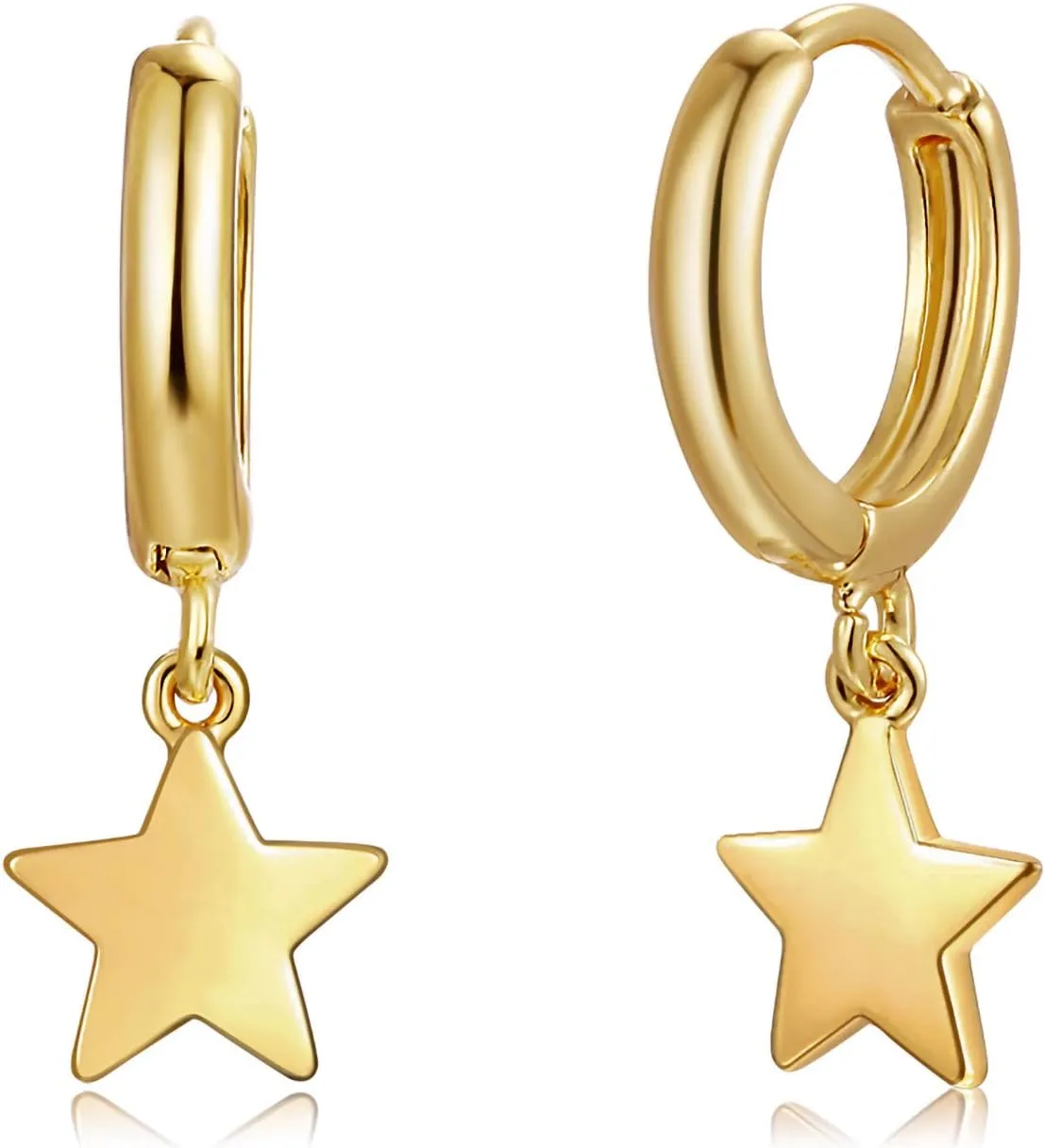 Gold Dangle Drop Hoop Earrings for Women Men Gold Plated Dainty Earrings Hypoallergenic Star Cross Huggie Hoops Jewelry for Everyday Wear