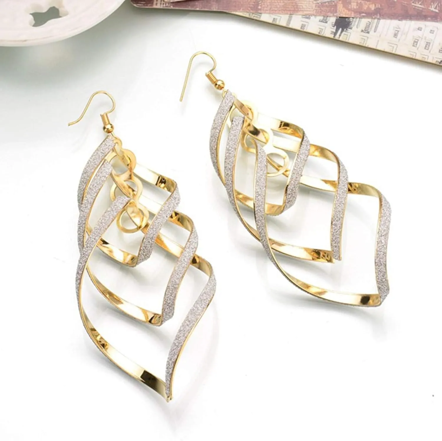 Gold Earrings for Women Infinity Dangle Earrings Long Swirl Drop Earrings Gold Statement Earrings Trendy Fashion Jewelry for Brides
