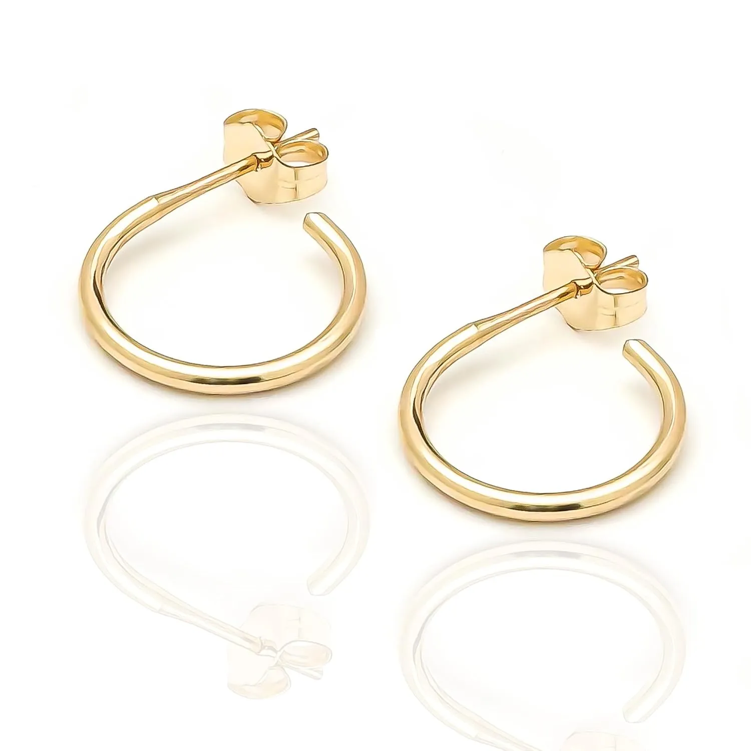 Gold Hoop Earrings, 14K Gold Filled, 12mm, 16ga, Hoop Earrings for Women, Gold Hoops Hypoallergenic, Post Huggie Hoop Earrings, Everyday Hoop Earrings (12mm, 14K Gold Filled)