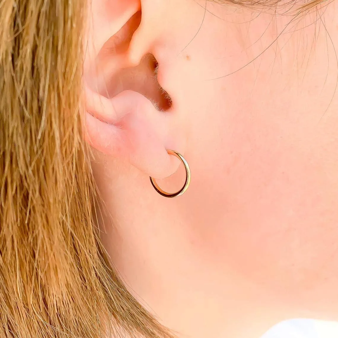 Gold Hoop Earrings, 14K Gold Filled, 12mm, 16ga, Hoop Earrings for Women, Gold Hoops Hypoallergenic, Post Huggie Hoop Earrings, Everyday Hoop Earrings (12mm, 14K Gold Filled)