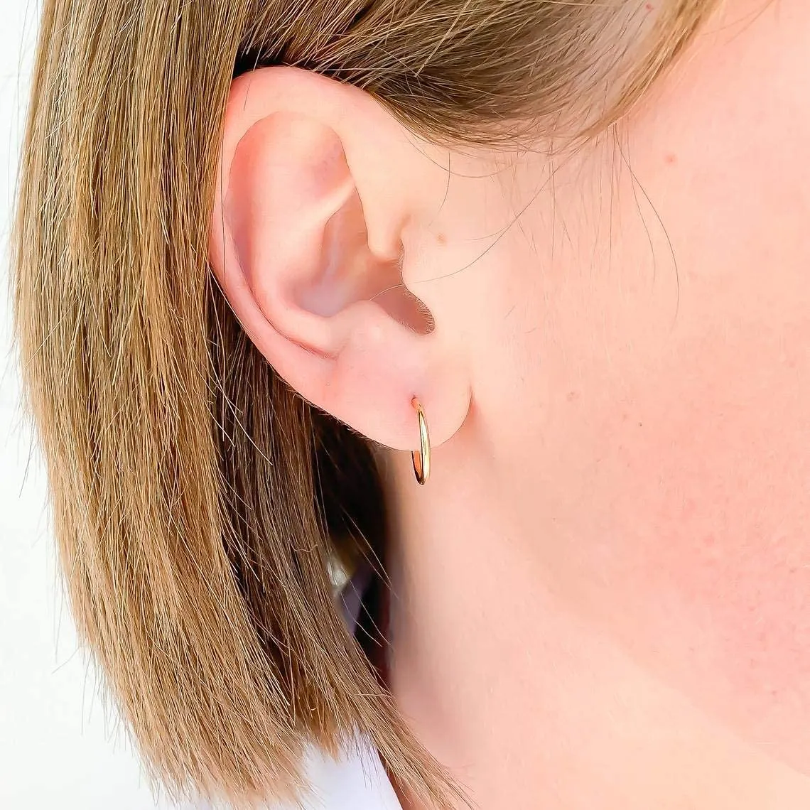 Gold Hoop Earrings, 14K Gold Filled, 12mm, 16ga, Hoop Earrings for Women, Gold Hoops Hypoallergenic, Post Huggie Hoop Earrings, Everyday Hoop Earrings (12mm, 14K Gold Filled)