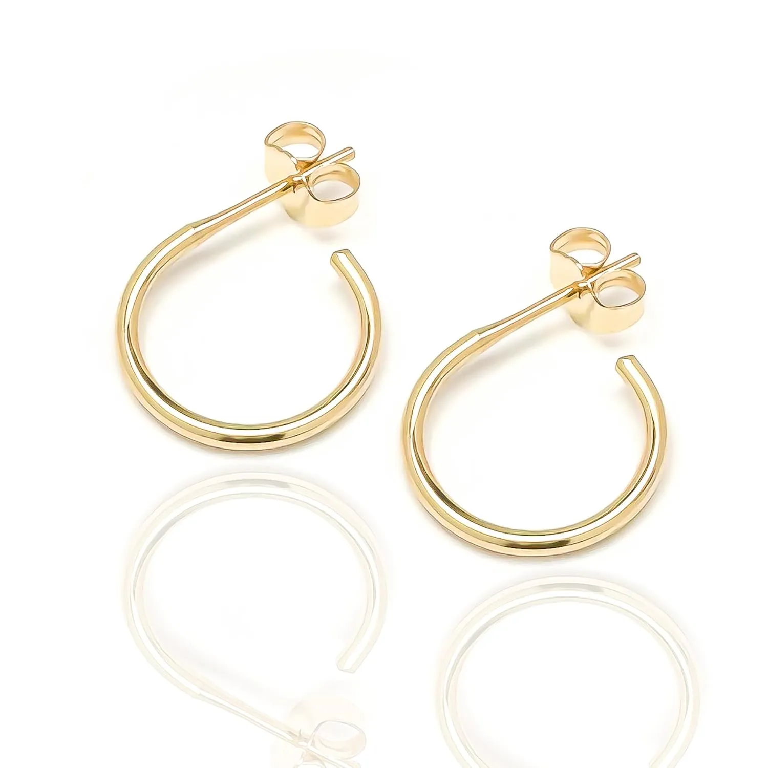 Gold Hoop Earrings, 14K Gold Filled, 12mm, 16ga, Hoop Earrings for Women, Gold Hoops Hypoallergenic, Post Huggie Hoop Earrings, Everyday Hoop Earrings (12mm, 14K Gold Filled)
