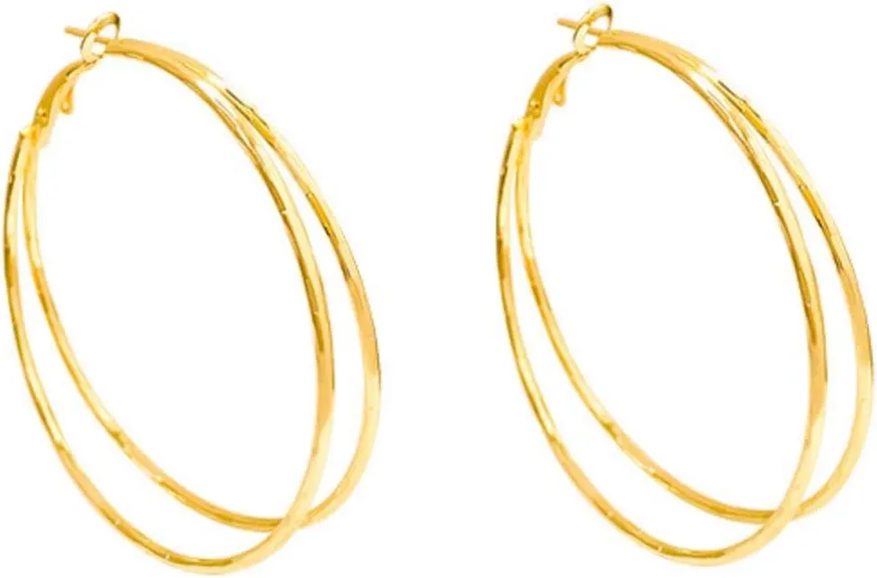 Gold Hoop Earrings for Women -14K Gold Plated Double Hoops Earrings for Women Trendy Hypoallergenic Big Huggie Cute Earring Everyday Jewelry