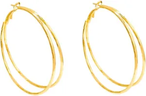 Gold Hoop Earrings for Women -14K Gold Plated Double Hoops Earrings for Women Trendy Hypoallergenic Big Huggie Cute Earring Everyday Jewelry