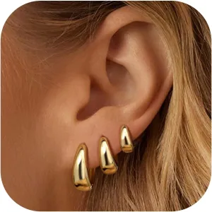 Gold Hoop Earrings for Women 14K Gold Plated Hoops Simple Gold Huggie Small Hoop Earrings Set Everyday Jewelry for Women