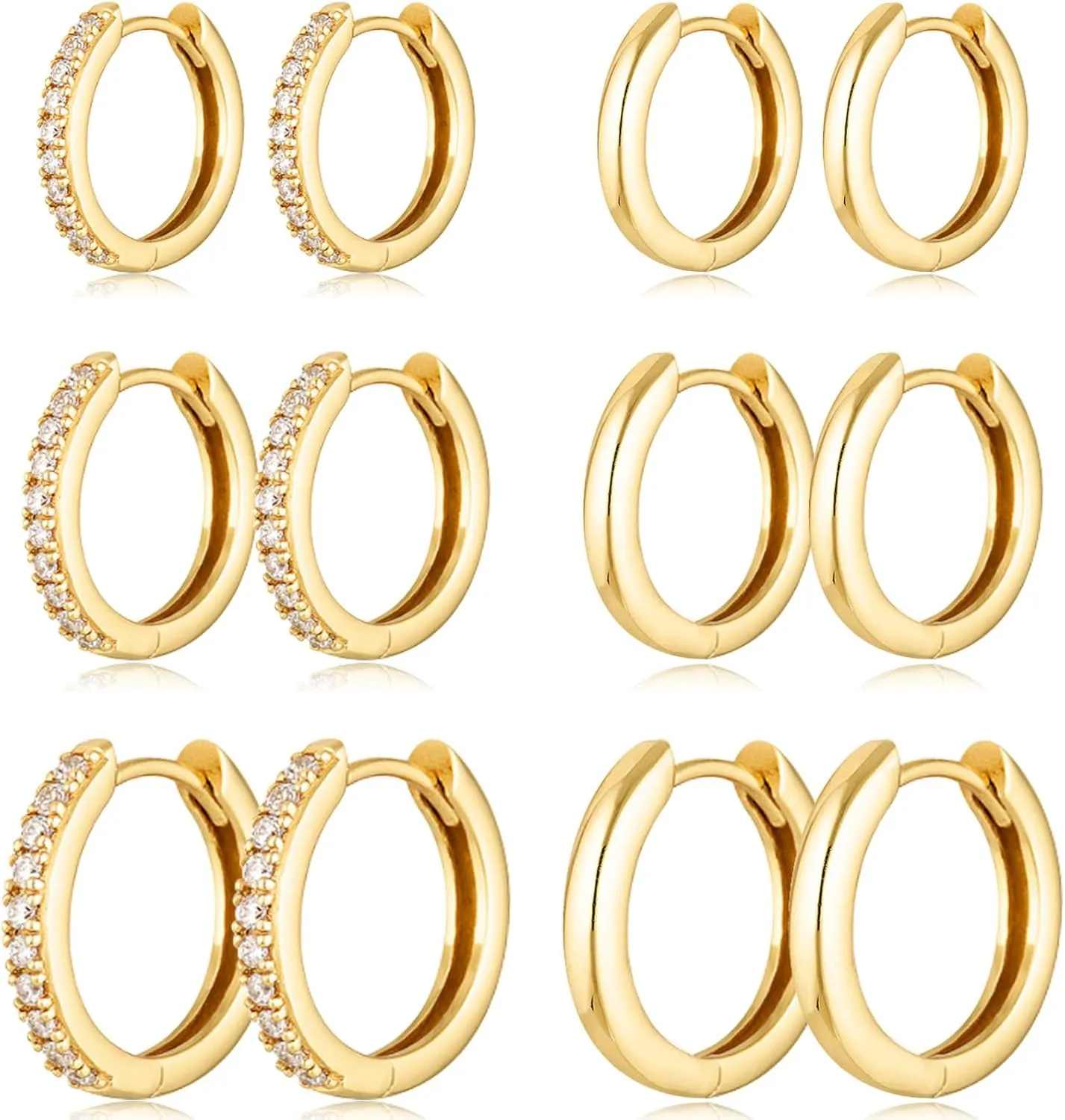 Gold Hoop Earrings Set Huggie Hoop Earrings Hypoallergenic Tiny Lightweight Cartilage Cubic Zirconia Jewelry Everyday Earrings for Women Piercing