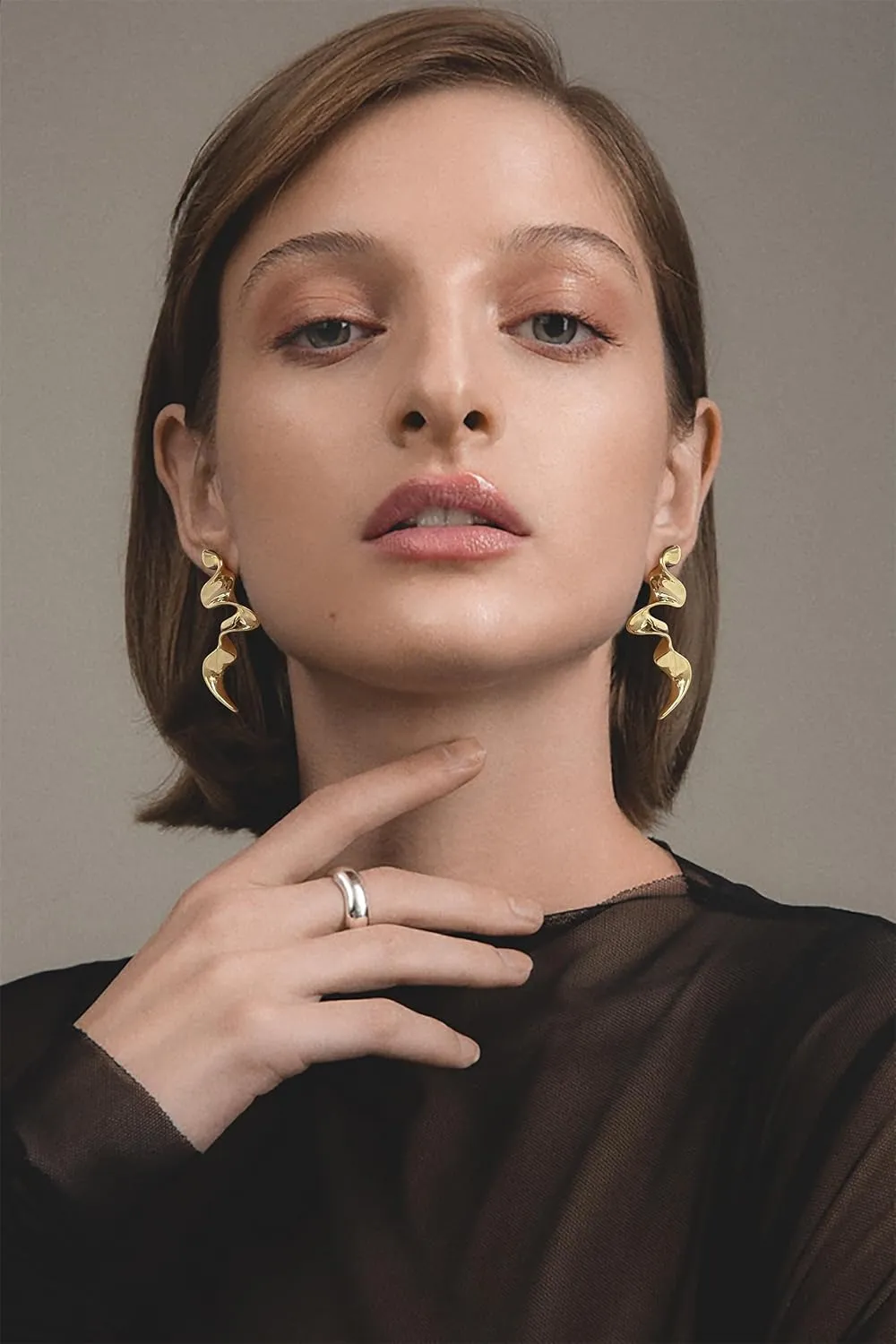 Gold Irregular Abstract Geometric Earrings Hypoallergenic Gold Plated Geometric Boho Earrings