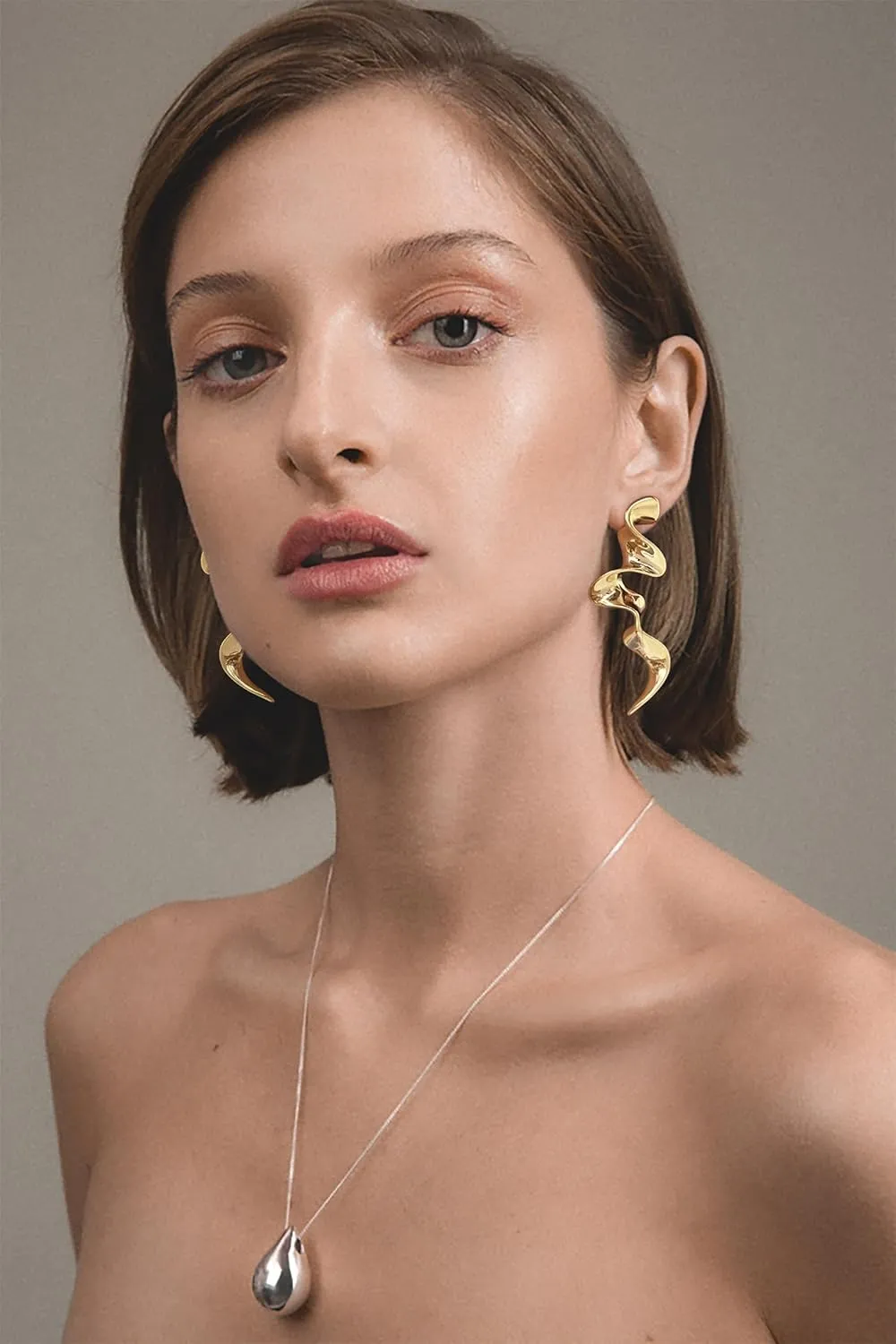Gold Irregular Abstract Geometric Earrings Hypoallergenic Gold Plated Geometric Boho Earrings