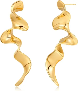 Gold Irregular Abstract Geometric Earrings Hypoallergenic Gold Plated Geometric Boho Earrings