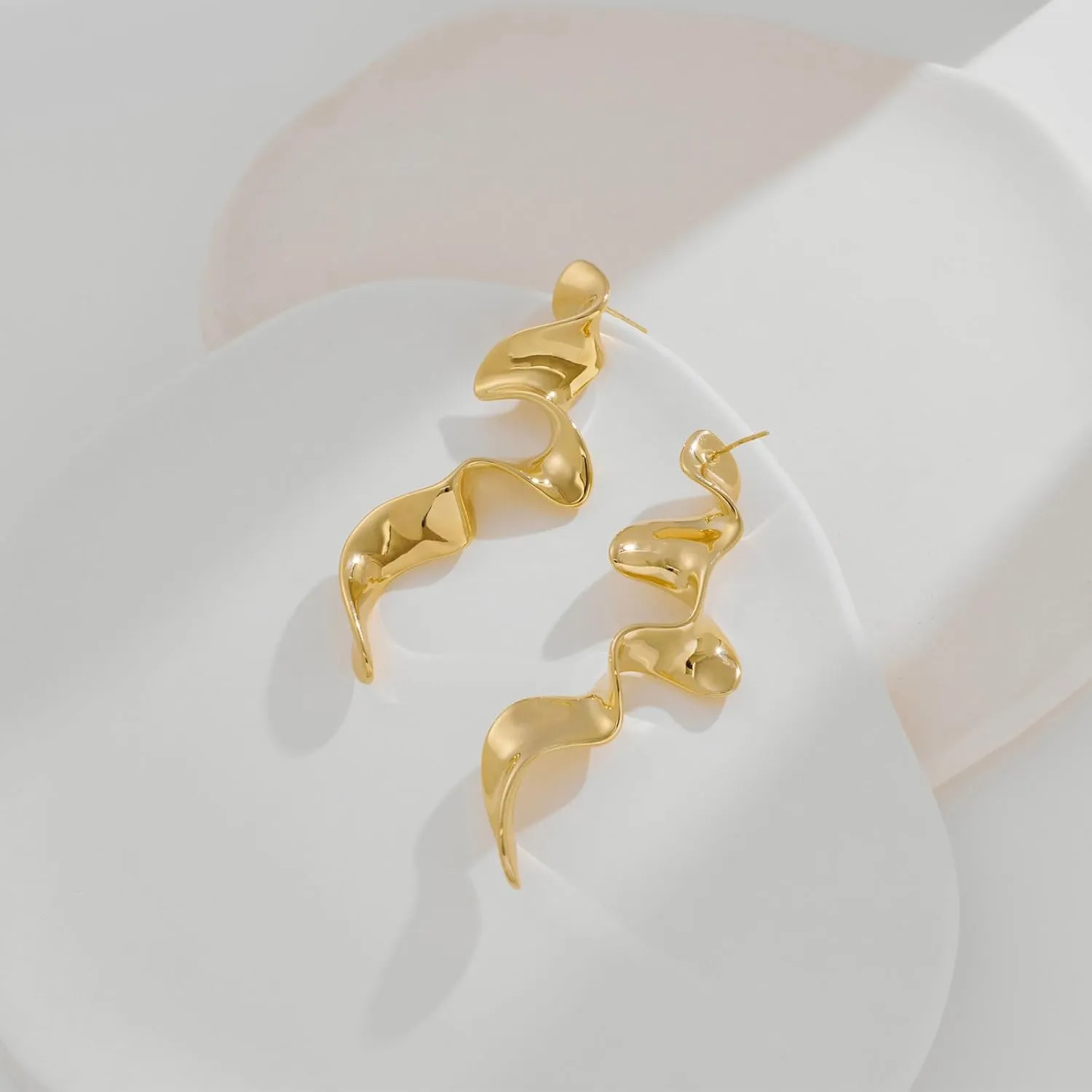 Gold Irregular Abstract Geometric Earrings Hypoallergenic Gold Plated Geometric Boho Earrings