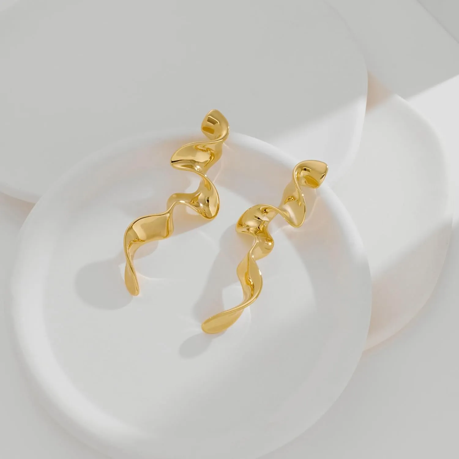 Gold Irregular Abstract Geometric Earrings Hypoallergenic Gold Plated Geometric Boho Earrings