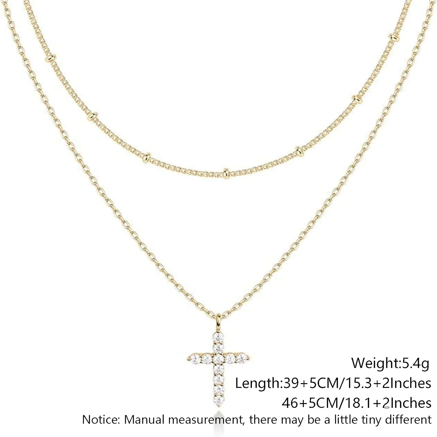 Gold Plated Cross Necklace for Women 14K Cubic Zirconia Cute Simple Cross Necklace Religious Christian Gifts