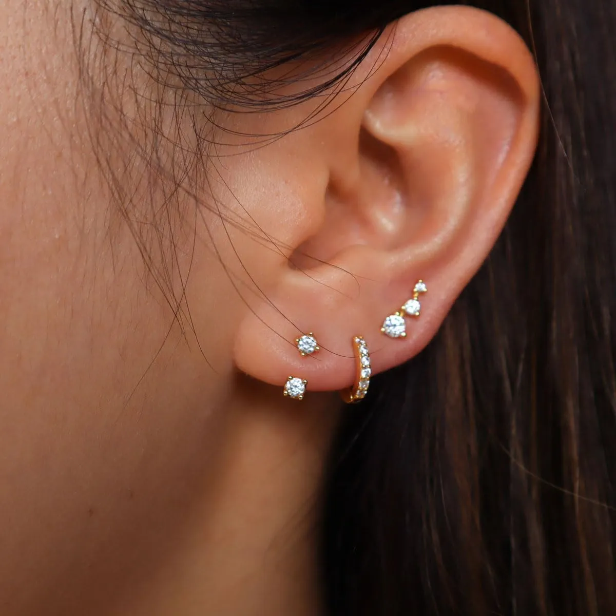 Gold/Silver Earrings for Women Trendy Jacket Studs Earrings Stack 14k Gold Plated Small Hoop Huggie Earring Sets for Multiple Piercing Everyday Ear Cartilage Earring - Gold Jewelry Gifts For Women