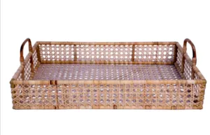 GORGEOUS NEW MEDIUM RECTANGULAR WOVEN CANE SERVING TRAY