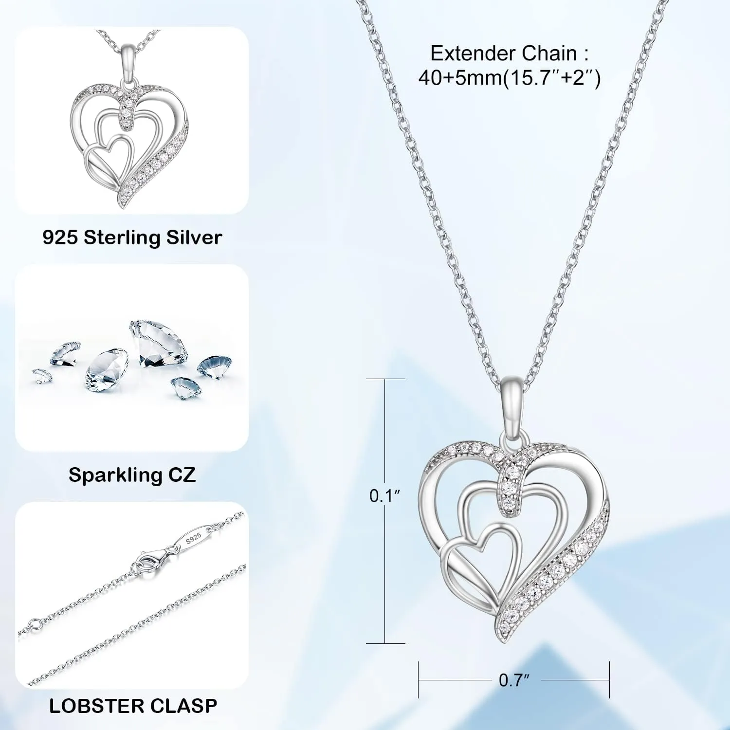 Granddaughter Gifts from Grandma, Granddaughter Necklace 925 Sterling Silver Heart Necklace Generations Gifts from Grandma Birthday Gifts for Granddaughter
