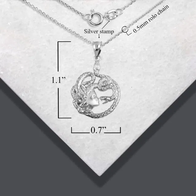 Greek Mythology Medusa Divine Power of Femininity Pendant Necklace Fine Real Solid 925 Sterling Silver