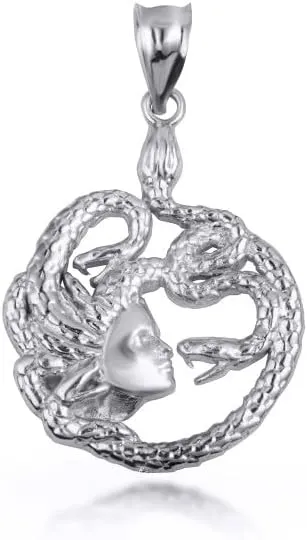Greek Mythology Medusa Divine Power of Femininity Pendant Necklace Fine Real Solid 925 Sterling Silver