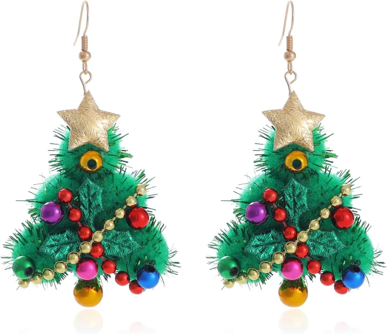 Green Christmas Tree Bell Earrings Christmas Bell Bowknot Dangle Earrings Xmas Bow Wreath Earrings New Year Festive Gift for Women Teen Girls