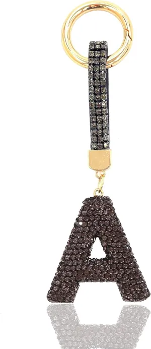 Grey Initial Letter Keychain Gift for Women Girls Bling Sparkly Cute Backpack Car Key Accessories
