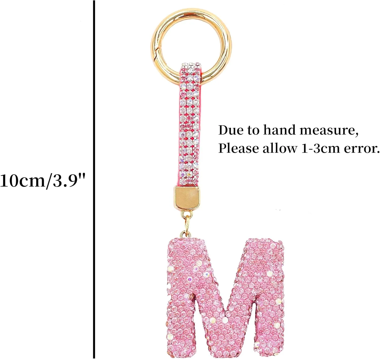 Grey Initial Letter Keychain Gift for Women Girls Bling Sparkly Cute Backpack Car Key Accessories