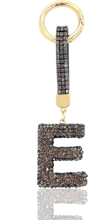Grey Initial Letter Keychain Gift for Women Girls Bling Sparkly Cute Backpack Car Key Accessories