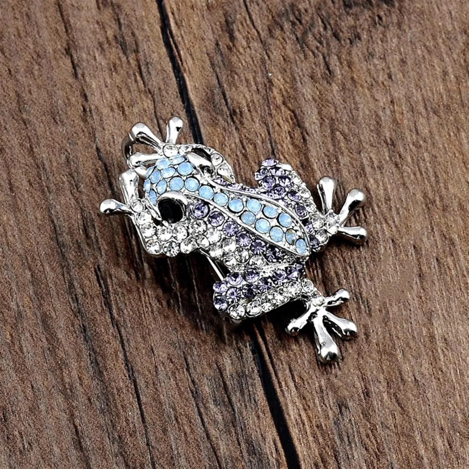 Guoshang Women Crystal Cute Frog Brooch Pin Rhinestone Lapel Pin for Coats Jackets Sweaters Accessories