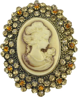 Gyn&Joy Womens Vintage Inspired Crystal Rhinestone Victorian Lady Cameo Maiden Brooch Pin