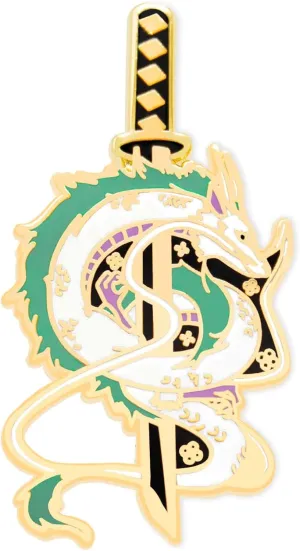 Haku Dragon Samurai Katana Ghibli Enamel Pin Japanese Fashion Accessory for Lapels