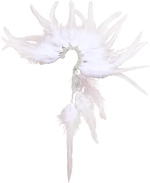 Handmade Plumage Ear Cuff Imitation Plumage Wrap Not Piercing Tassels Ear Clip Cuff Earrings for Women Wedding Cosplay