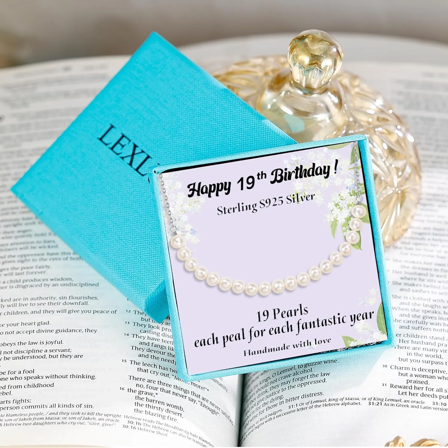 Happy Birthday Gifts Necklace, Sterling S925 Silver Chain AAA  Freshwater Pearl Pendant Necklace for 8th 9th 10th 11th 12th 13th 14th 15th 16th 17th 18th 19th 20th Years Old