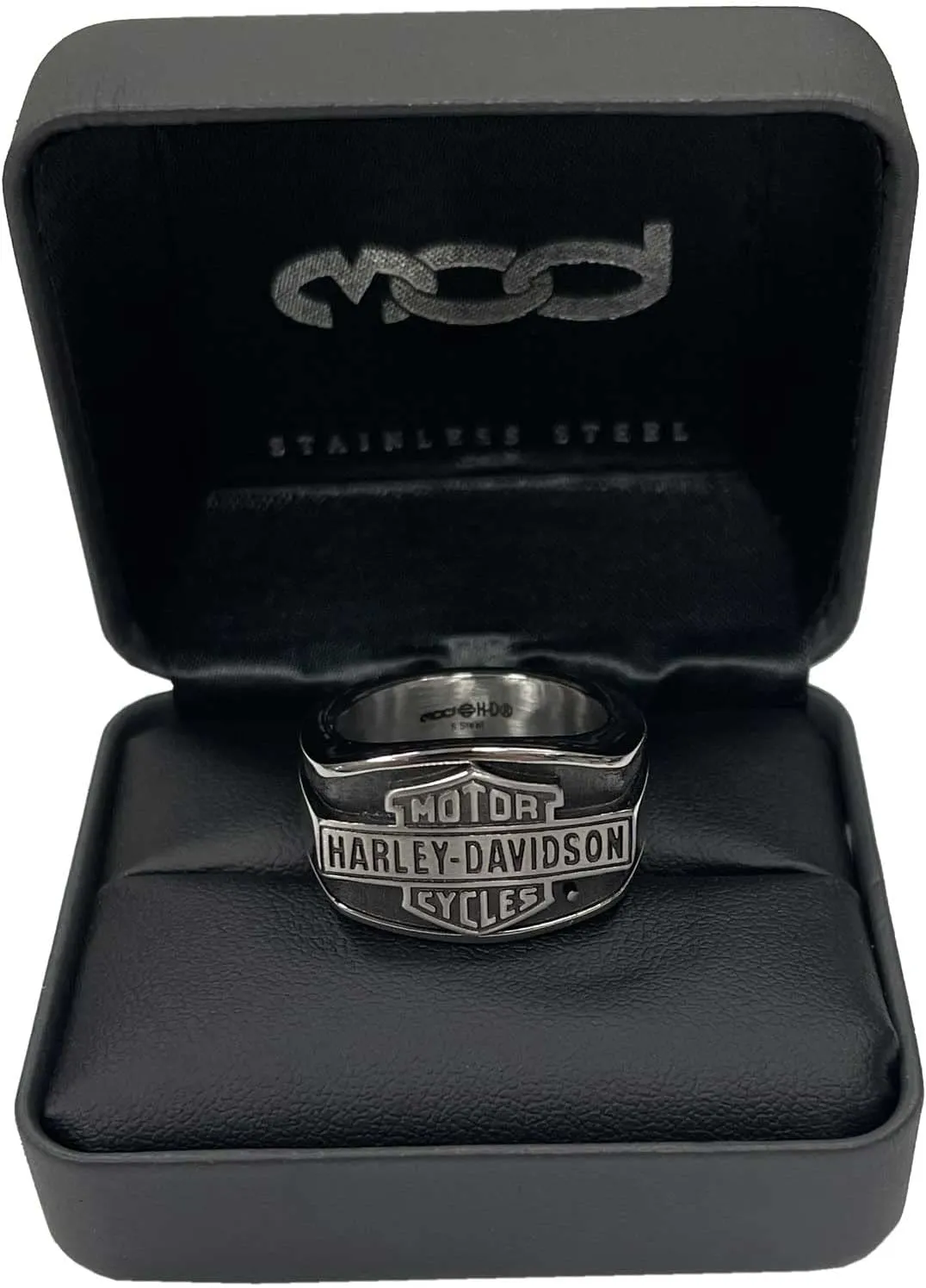 Harley-Davidson Men's Vintage Bar & Shield Signet Ring, Stainless Steel