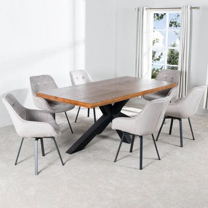 Harrow 200cm Dining Table & 6 Taupe Montreal Chairs