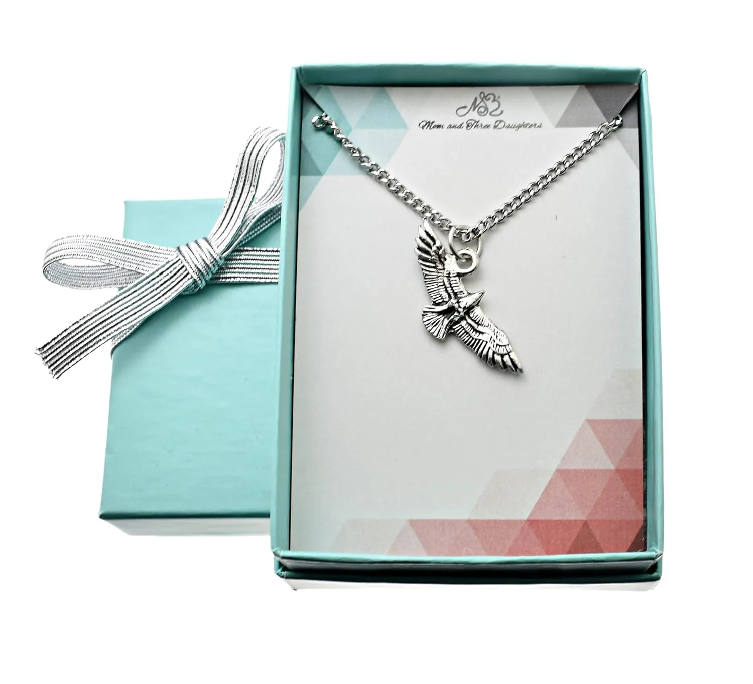 Hawk Charm Pendant in Silver Pewter on a 20 Inch Stainless Steel Curb Chain. Teen Boy Necklace. Gift for Men. Gifts for Boys. Gifts for Grandson. Bird Necklace.