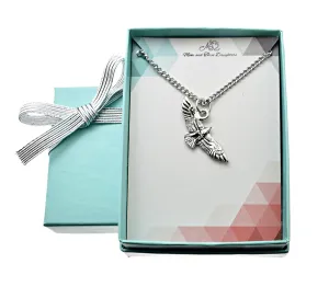 Hawk Charm Pendant in Silver Pewter on a 20 Inch Stainless Steel Curb Chain. Teen Boy Necklace. Gift for Men. Gifts for Boys. Gifts for Grandson. Bird Necklace.