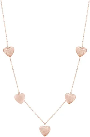 Heart Necklace for Women - Dainty Thin Five Station Chain Layered Necklaces Love Heart Jewelry in 14K Gold Over Sterling Silver 18" Chain