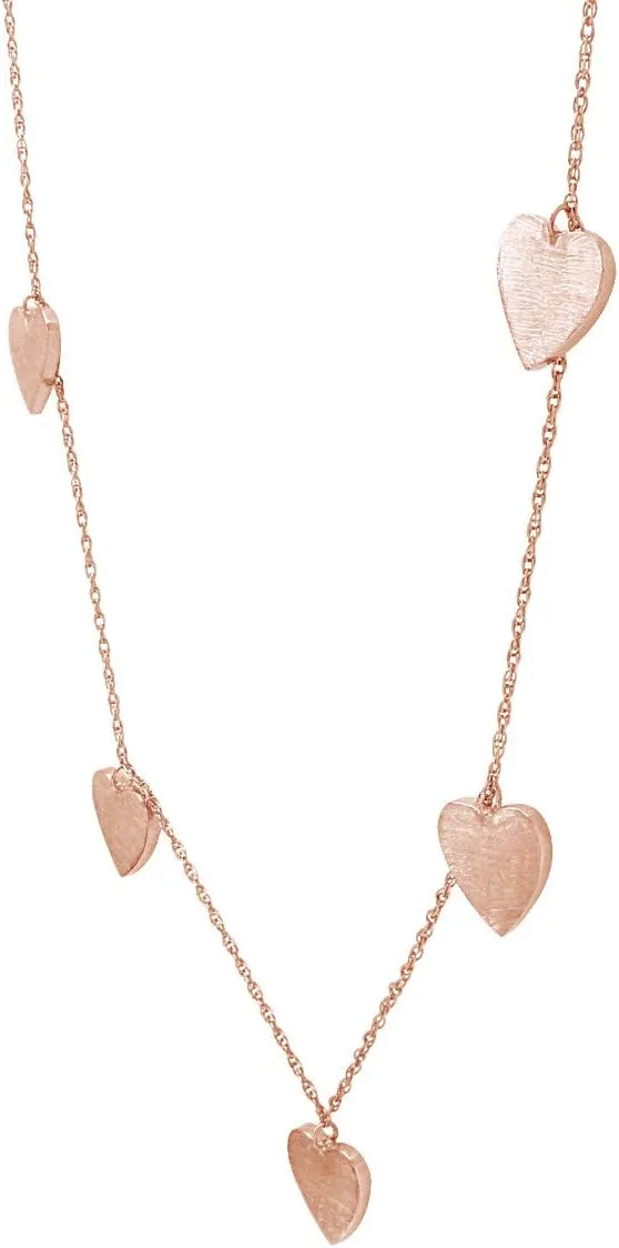 Heart Necklace for Women - Dainty Thin Five Station Chain Layered Necklaces Love Heart Jewelry in 14K Gold Over Sterling Silver 18" Chain