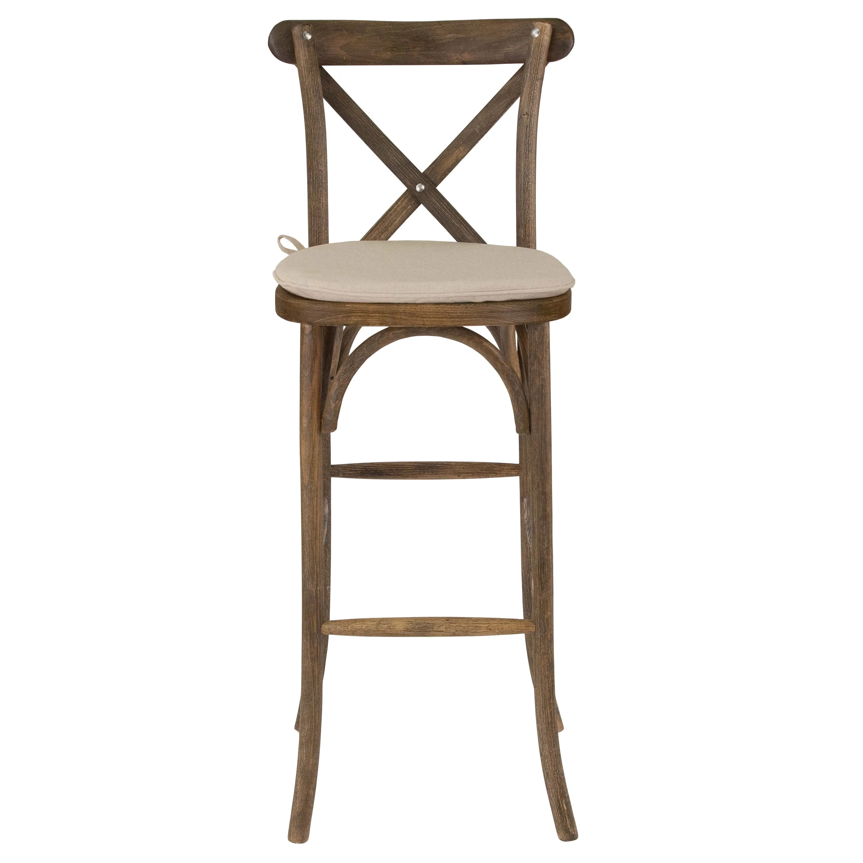 HERCULES Series Wood Cross Back Barstool with Cushion