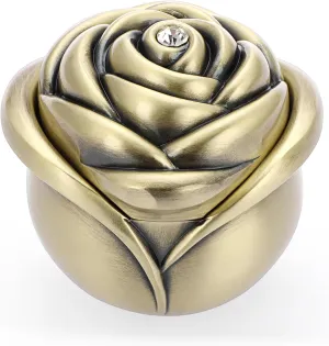 Hipiwe Rose Shape Vintage Jewelry Box Small Trinket Box Metal Ring Holder Box Treasure Chest Decorative Keepsake Organizer Box for jewelry,Gift for Girls Women,Large