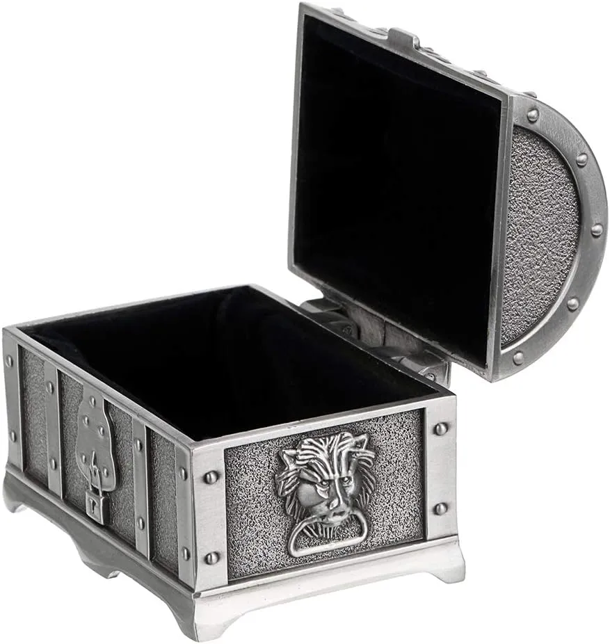 Hipiwe Vintage Metal Jewelry Box Treasure Trinket Chest,Smal Ring Earrings Necklace Keepsake Gift Holder Case for Girls Ladies Women (Small)