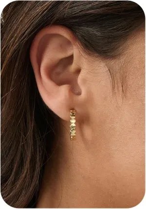 Hoop Earrings for Women-14K Gold Plated Leaf Twist Pearl Dot Boho Huggie Earrings for Women Gifts